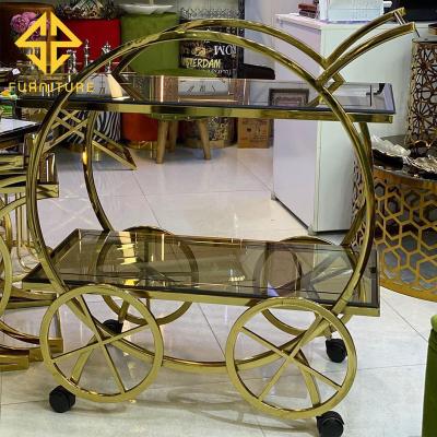 China New Wedding Banquet Sawa Design Cake Trolley Glass Top Trolley For Event Wedding Hotel Use for sale