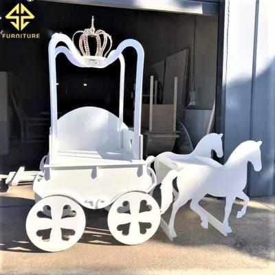 China New modern wedding decoration design PVC material Cinderella carriage style cake stand wedding decoration carriage for sale