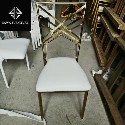 China Modern Factory Cheap Wholesale Hot Sale Iron Gold Chiavari Steel Chair For Wedding Event Rental Party for sale