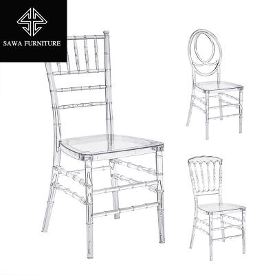 China 2022 Modern Hot Selling Amazon Hotel Dine Stackable Crystal Ghost Chairs Transparent Plastic Acrylic Dining Chair For Events for sale