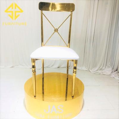 China Modern SAWA Stainless Steel Modern Hotel Furniture Gold Wedding Dining Chair For Event for sale