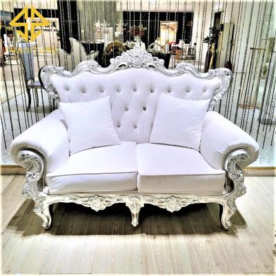 China Traditional modern luxury wedding using high back white double throne chair for sale