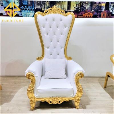 China Modern royal gold throne chair king high back chair for groom and bride for sale