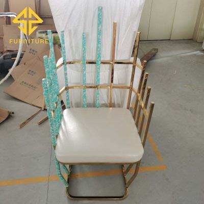 China 2023 0Modern Stainless Steel Modern Luxury Gold Irregular Event Throne Wedding Chair for sale