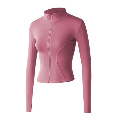 China Women Waterproof Athletic Sports Shirts Slim Fit Long Sleeved Fitness Coat Yoga Crop Tops Gym Jacket Workout Sweatshirts for sale