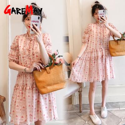 China Garemay Sustainable Long Ribbed Shirt Plus Size Dress With Small Flower Print for sale