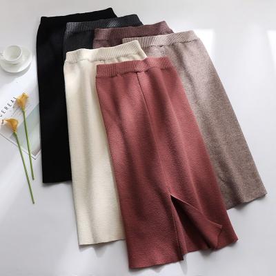 China Six Two Colors Autumn And Winter Choice Sustainable Environmental Sensitive Woolen Mid Length Knitted Skirts for sale