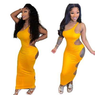 China Hot Selling Elegant Lady Breathable Casual Dress Hollow Out New Design Bodycon Cut Out Sleeveless Dress for sale