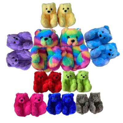 China Children's Winter Bedroom Light Hot Selling Bedroom Color One Fluffy Purple New Size Fits All Size Kid's Teddy Bear Slippers for sale