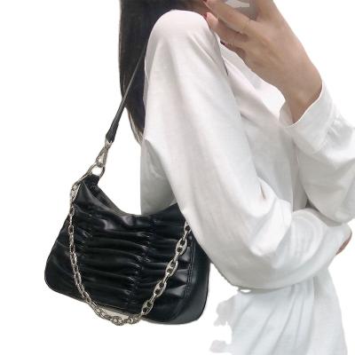 China High quality 2021 fashion women's purses and handbags luxury wrinkled leather handbags ladies chain handbags for sale