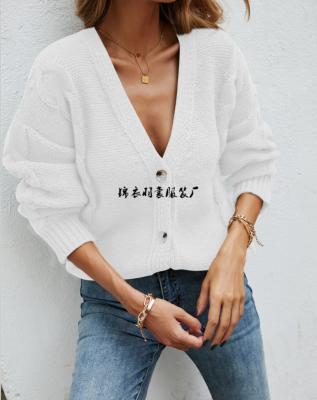 China Breathable Chinese Hot Sale Fashion Factory Lantern Sleeves Oversized Breasted Cardigan Sweater Coat for sale