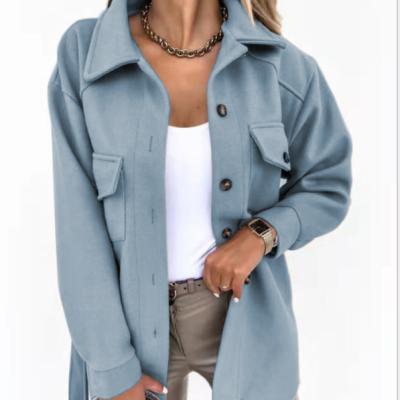 China Sustainable Price High Quality Polyester Best Tangerine Collar Coat For Women for sale