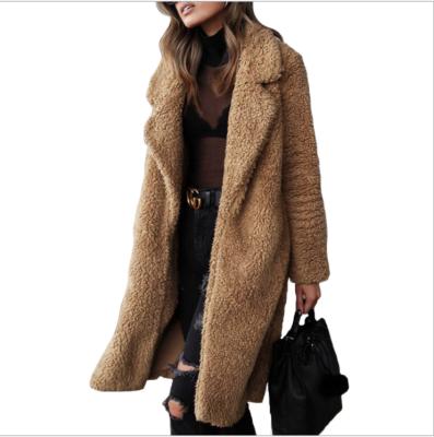 China Lapel Cheap Viable Front Women Winter Coat Open Of Good Quality Polyester Material for sale