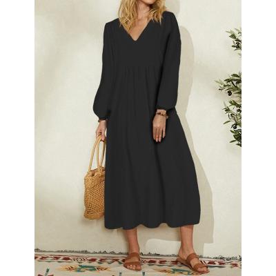 China Promotional Breathable Price Breathe Sheath Women Knee-Length Pure Color Loose Autumn Dresses Long Skirts for sale