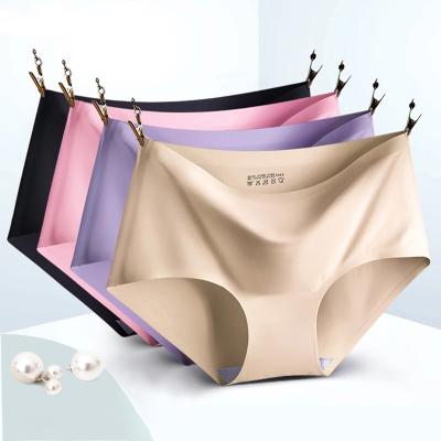 China Breathable Laser Cut Seamless Silk Mid Waist Large Plus Size Women's Panties Underwear Panties for sale