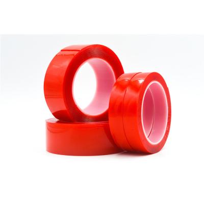 China Heat Resistant Acrylic Double Sided Adhesive Transparent Strong Adhesive Acrylic Tape Red Transparent Sealing Tape for sale