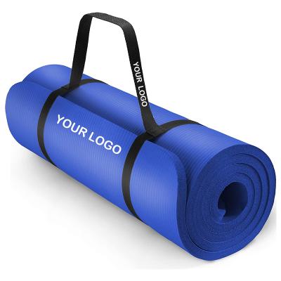 China Wholesale Durable Private Label Thick Custom Printed Yoga Mat Nbr 10mm Eco Friendly Kids NBR Foldable Yoga Mat With Strap for sale