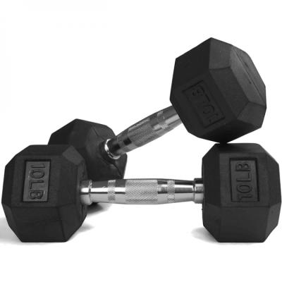 China Fitness Rubber Covered Weight Lifting Equipment Cheap Dumbbell Gym Dumbbell Set Hexagon Rubber Dumbbell for sale