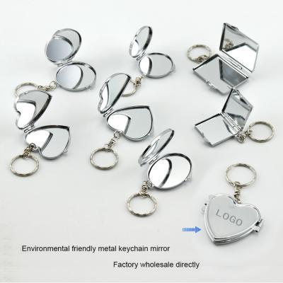 China Metal Key Chain Gift Send 2022 Promotional Key Chain DIY Customized Logo Design Portable Metal Folding Professional Key Chain Mirror for sale