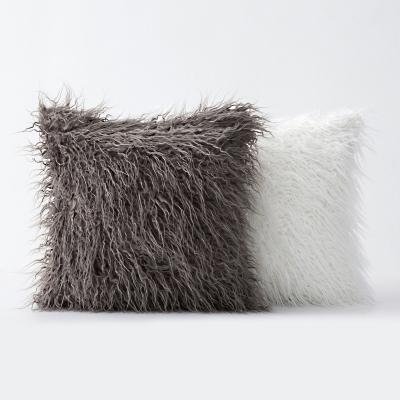 China Wholesale Viable Luxury Long Faux Fur Plush Mongolian Faux Fur Pillow Covers 20x20 Inch Tile, Single Pillow Case for sale