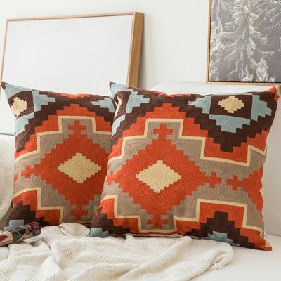 China Viable Wholesale Bohemian Cushion Cover Decorative Sublimation Geometric Pillow Covers Hand Embroidered Cushion Covers Kilim Cushion for sale