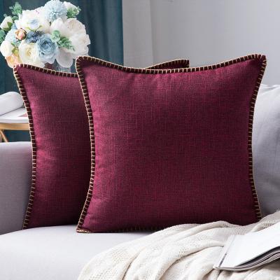 China Portable Wholesale Farmhouse Pillows 45x45 Cushion Cover Vintage Canvas Square Balanced Design Tile Cover for sale