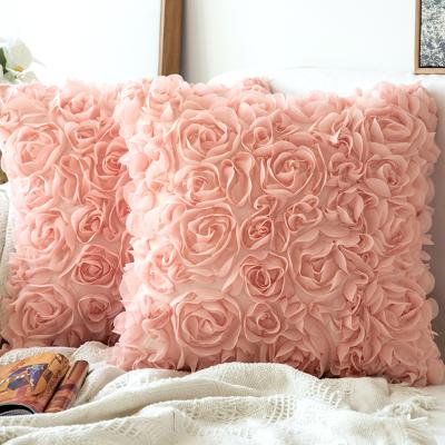 China High Quality Custom Wearable 3d Rose Cushion Cover Decorative Tile Cover Set Outdoor Cushion Home Decor Pillow Case for sale