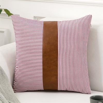 China Viable Custom Leather Stripe Pillow Cover For Sofa Throw Cushion Cover Home Decoration Pillowcase 45*45cm for sale