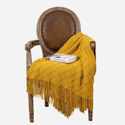 China Wholesale Plain Throw Blanket For Couch, Knit Woven Blanket, Cozy Lightweight Decorative Blanket With Tassels Blankets For Winter for sale