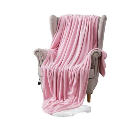 China Wholesale Anti-pilling Pale Pink Fleece Polyester Blanket Pink Flannel Blanket For Winter for sale