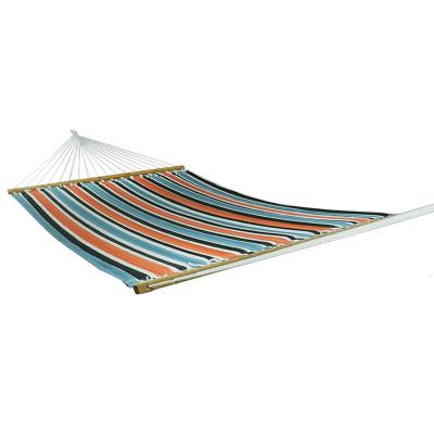 China New Life Style Low Price Spreader Bar Swings Stitched Stripes Print Fabric Hammock With Soft Spreader Bar Pillow for sale