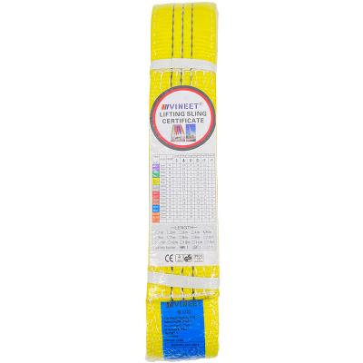 China 100% Polyester Lifting Goods Lifting Strap 3T Strap Sling Polyester SF 6:1 80MM Flat Width 5M Yellow Webbing Sling for sale