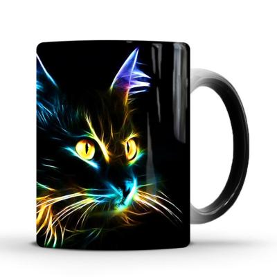 China 2021 Viable Cat's New Color Changing Black 11oz Sublimation Coffee Mug Ceramic Mugs for sale