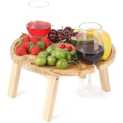 China Outdoor Portable Outdoor Portable Table Rack Wooden Beach Table Wine Picnic Tray for sale