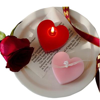 China New Design Handmade Birthdays Paraffin Art Factory Solid Red Heart Shaped Scented Candle for sale