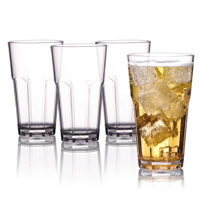 China Cheap Rock Whiskey Shatterproof Unbreakable Drinking Glasses Stack Up Clear Plastic Square Cup Whiskey Glasses for sale