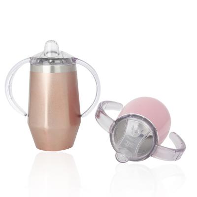 China Sustainable Wholesale Food Grade BPA Free Girl Kids Double Wall Stainless Steel Baby Bottles For Milk With Sippy Lids for sale