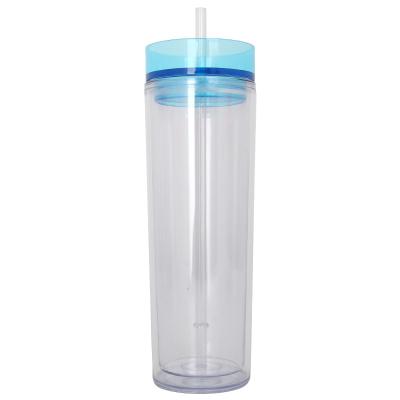 China Viable Acrylic Lean Tumbler Acrylic Cup With Lid And Straw Plastic Cup BPA Free Straight Water Bottle Travel for sale