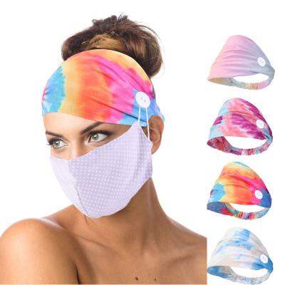 China HR-039 Eco-Friendly Design Tie Off Headbands Ladies Hair Accessories Printed Double Layer Headbands Buttons for sale