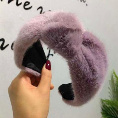 China BH-036 2020 Fashionable Hair Band BH-036 2020 Fashionable Hair Band Korean Wholesale Warm Rabbit Headband Women Winter Hot Selling Hairbands for sale