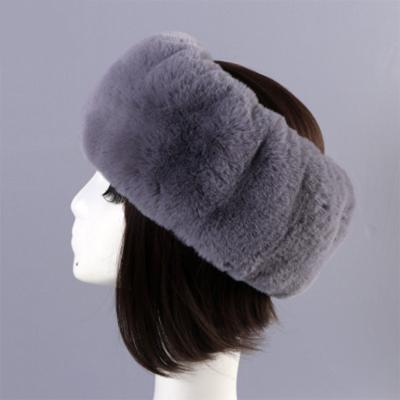 China BH-052 Fashion Solid Color Winter Hat Fluffy Headband Winter Fur Warm Wholesale Warm Headbands For Women for sale