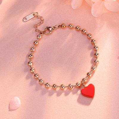 China WJ-10080 Simple Style Heart Shape Bracelet Titanium Steel Ladies Rose Gold Adjustable Bracelet Environmental Friendly for sale