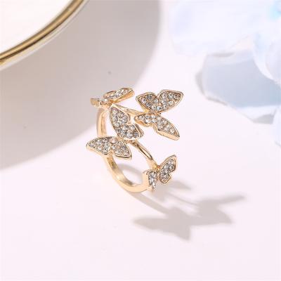 China New Fashion R-067 Diamond Charm Ring Elegant Bling Butterfly Ring For Women High Quality TRENDY Party Gift for sale