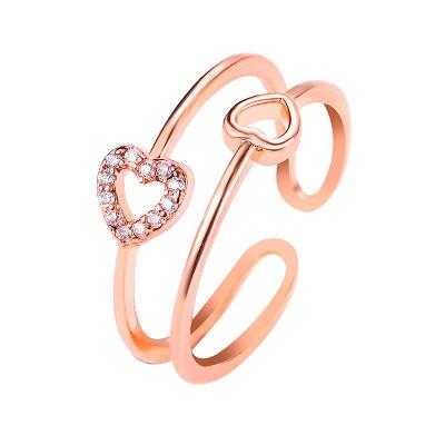 China Wholesale Luxury Female Ring Classic Style New Diamond Open Heart Ring R-049 for sale