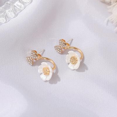 China Newest Korean Wholesale Cute Earring Daisy Shell Earrings Cute Simple Style Bowknot Flower E-046 for sale