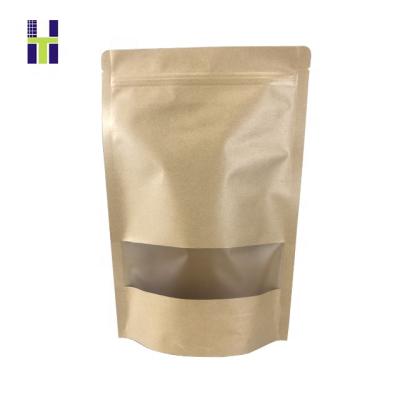 China Laminated Barrier Stand Up Kraft Paper Bag For Food With Zip Lock for sale