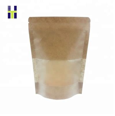 China Barrier Custom Printed Ziplock Kraft Paper Bag With Window for sale