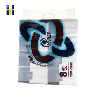 China Moisture Proof Custom Printed Toilet Paper Roll Packaging Bag With Handle for sale