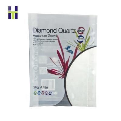 China Custom Printed Barrier Aquarium Gravel Quad Side Seal Bag With Tear Notch for sale