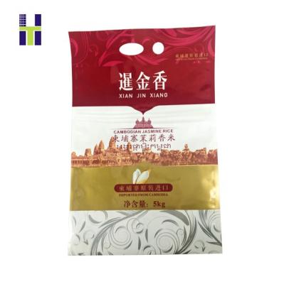 China Custom Printed Plastic Barrier Rice Packet Bag With Handle for sale